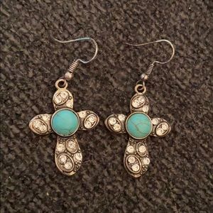 Turquoise Cross Earrings